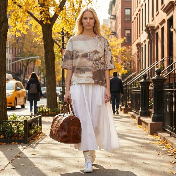 BCBGMAXAZRIA Oversized Printed Sweatshirt Top Structured Fabric Oversized Fit - Picture 4 of 11